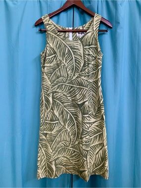 Rix Made in Hawaii- Olive Leaf-Print Sleeveless Midi Dress